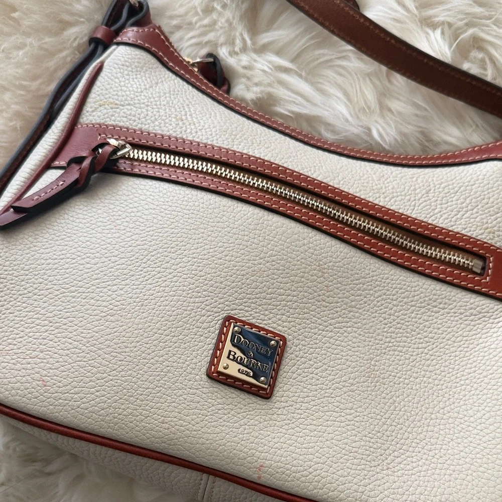 Dooney & Bourke Cream and Brown Leather Crossbody - Picture 2 of 6
